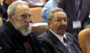 Cuba's President Raul Castro, right, and brother Fidel Castro attend the opening session of the National Assemby in Havana, Cuba, Sunday, Feb. 24, 2012. Cuba's parliament reconvened Sunday with new membership and was expected to name Raul Castro to a new five-year-term as president. Raul Castro fueled speculation on Friday when he talked of his possible retirement and suggested he has plans to resign at some point.(AP Photo/Ismael Francisco, Cubadebate)